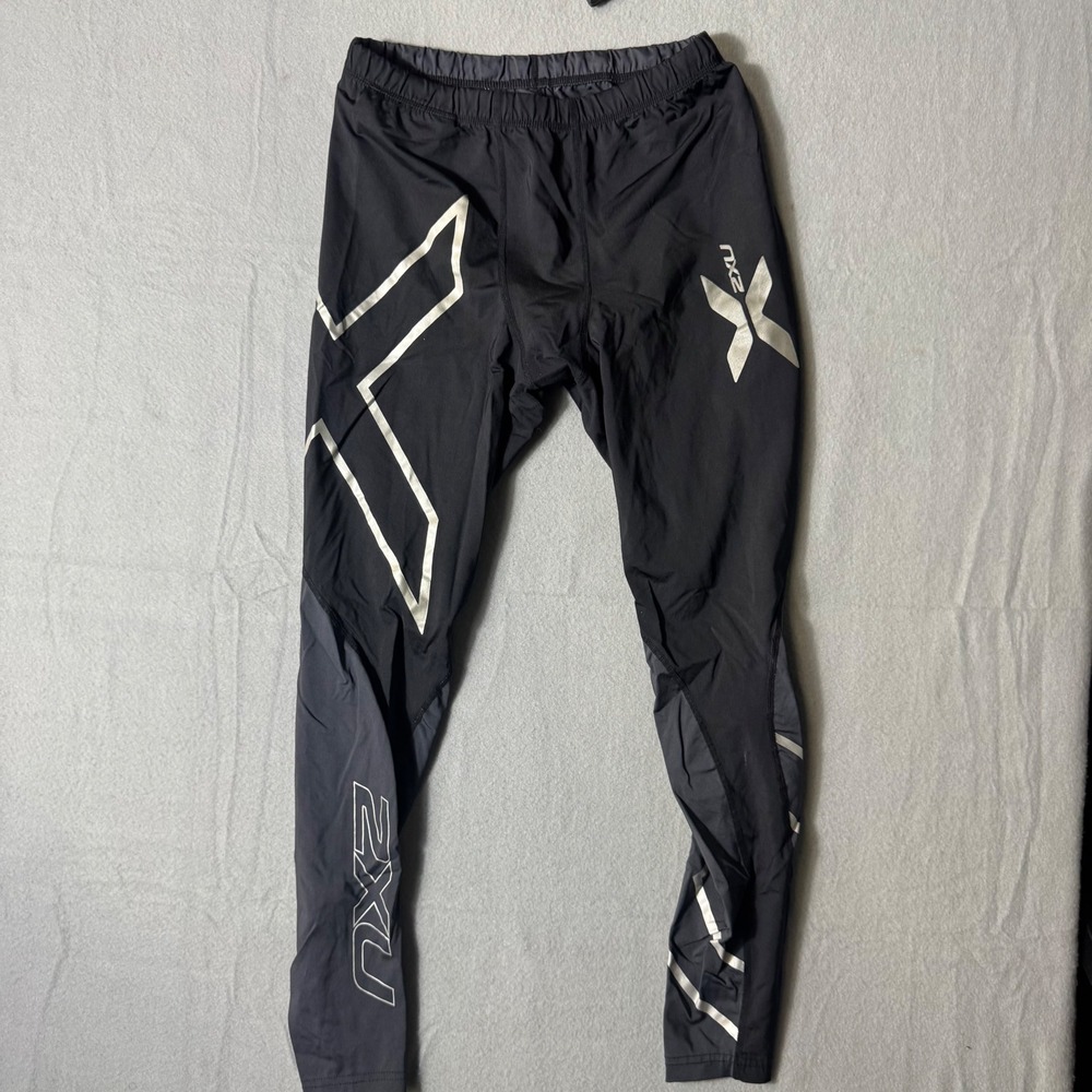 2XU Compression‎ Tights Mens Leggings L Black Excellent Reflective Activewear
